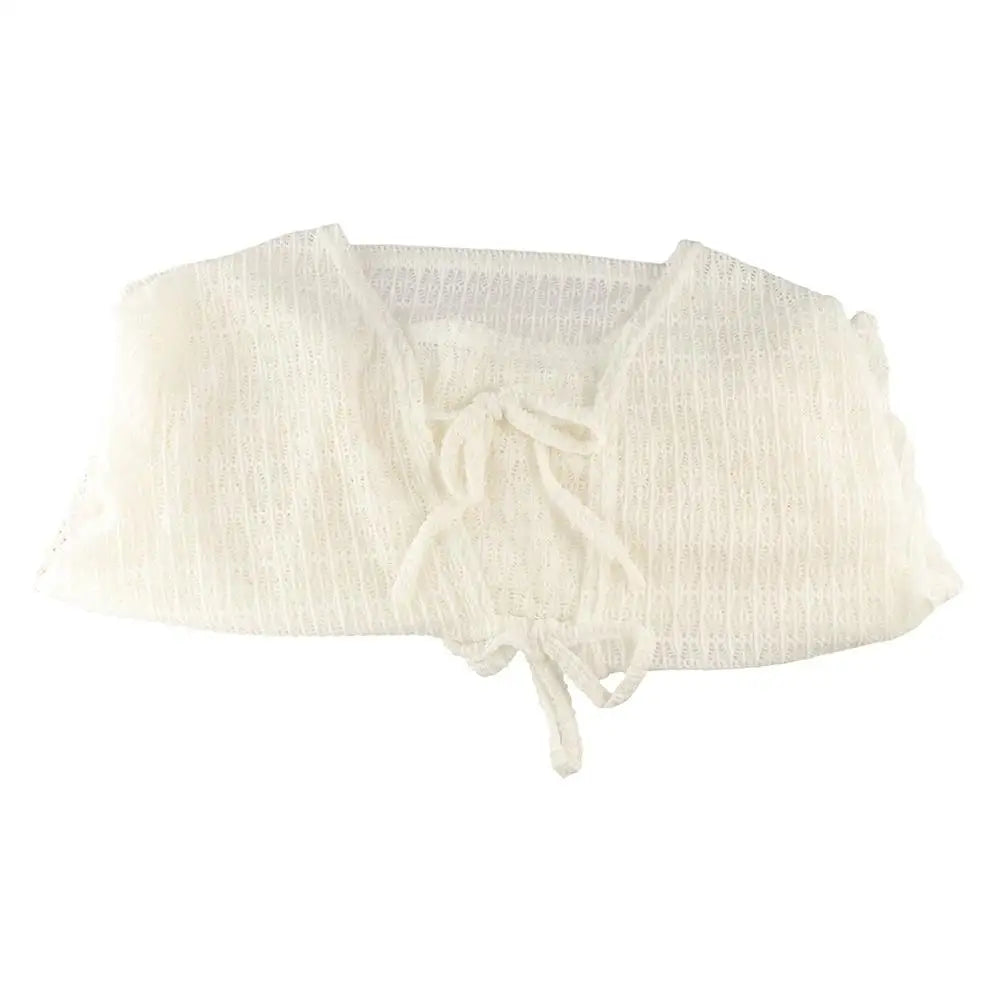 Mesh Crochet Beach Cardigan – Hollow Knit Sun Cover-Up Top Beach Cover-Up Cardigan Axl