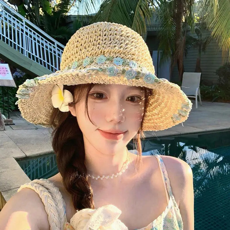 Women's Foldable Wide Brim Straw Sun Hat – Beach & Travel Wide Brim Sun Hat Axl B one size
