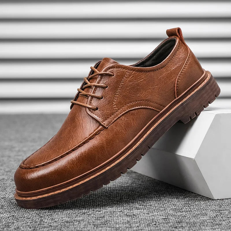 YBQJOO Men's Genuine Leather Oxford Shoes – Waterproof Lace-Up Men's Oxford Shoes Axl