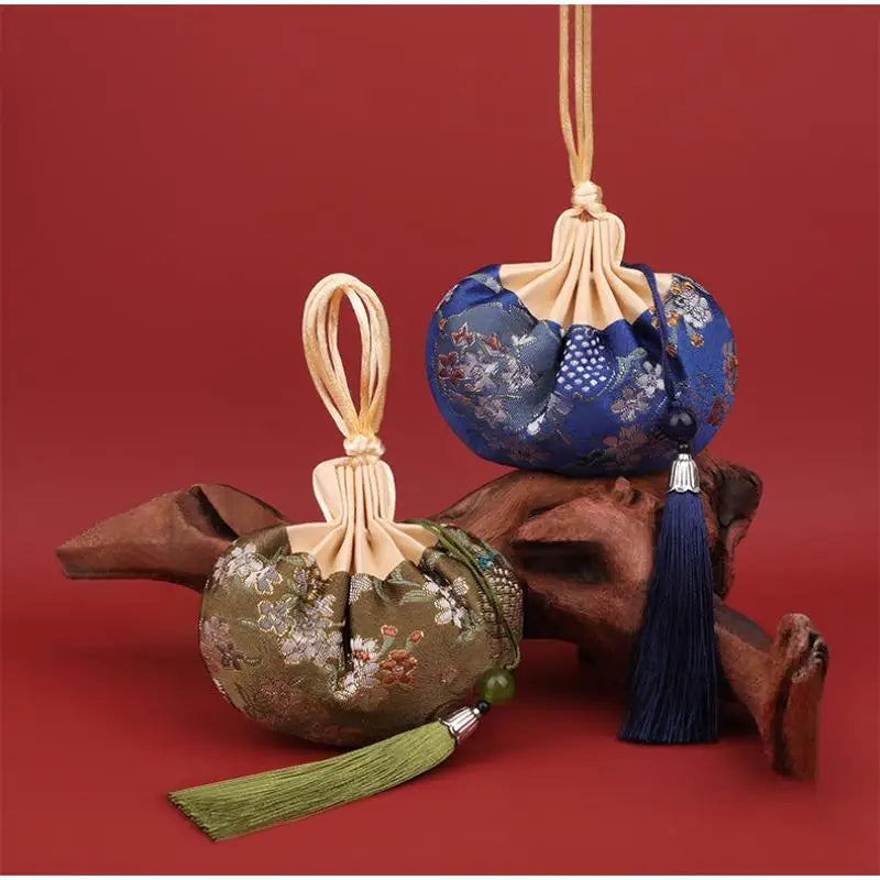 Chinese Brocade Drawstring Sachet Bag | Tassel Flower Pouch Drawstring Sachet Pouch Axl