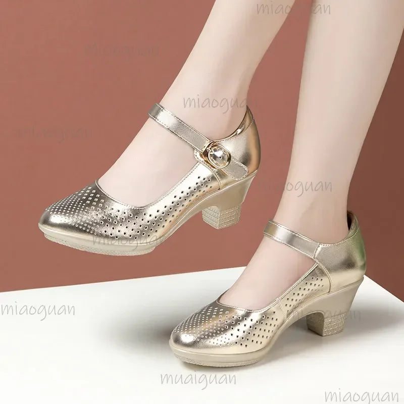 Women's Cutout Block Heel Mary Jane Sandals | Sizes 34–46 Block Heel Sandals Axl