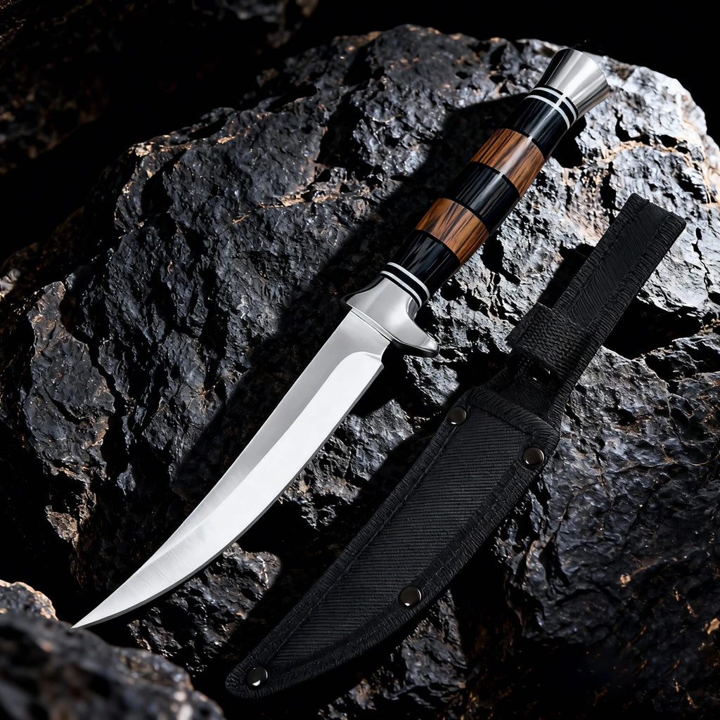 Japanese Sashimi Knife – Stainless Steel & Wooden Handle Kitchen Knife Axl A knife with sheath