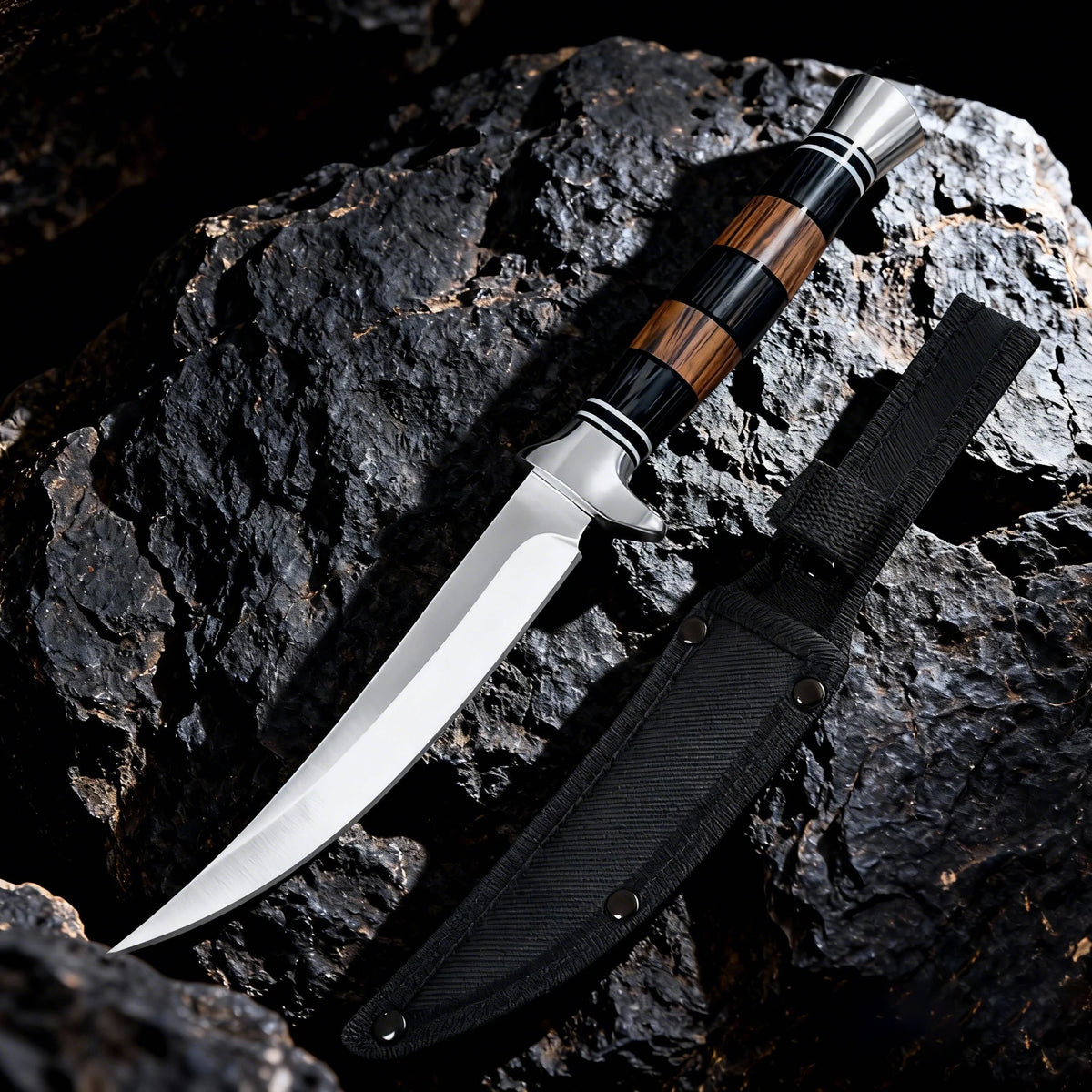 Japanese Sashimi Knife – Stainless Steel & Wooden Handle Kitchen Knife Axl A knife with sheath