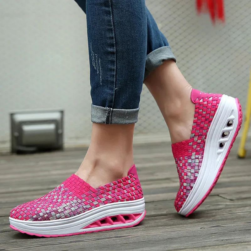Women's Wedge Platform Sneakers – Breathable Slip-On Shoes Platform Wedge Sneakers Axl Rose 38
