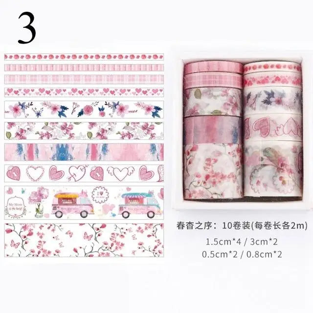 10-Piece Kawaii Washi Tape Set – Sea & Forest DIY Craft Series Decorative Washi Tape Axl