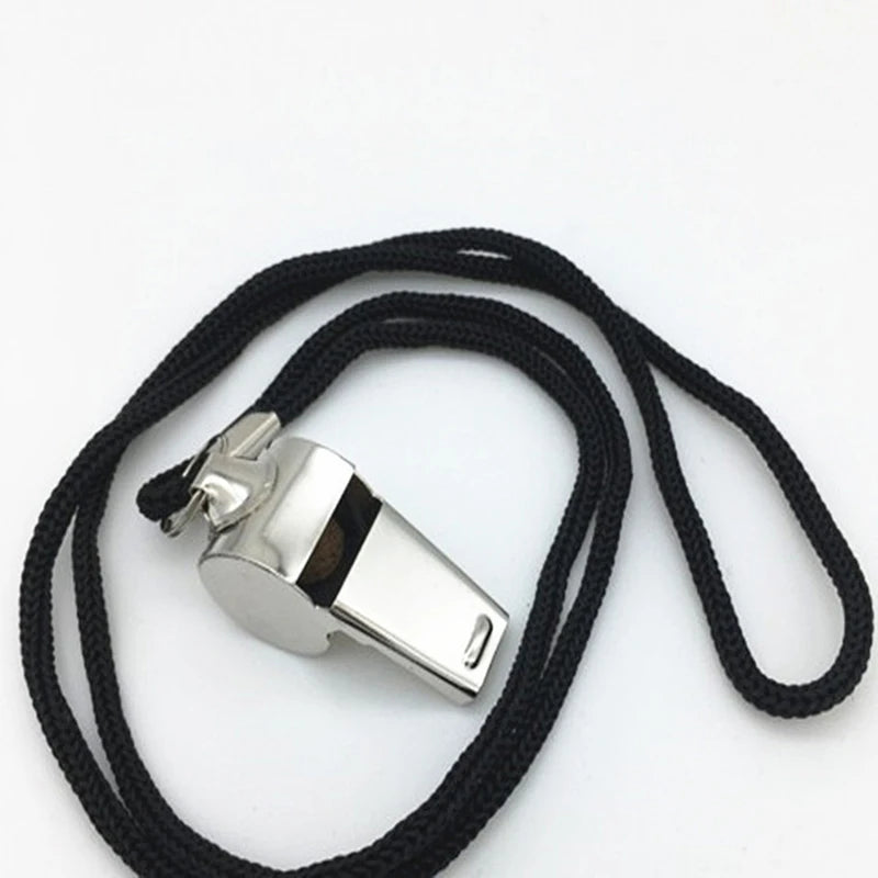 Loud Stainless Steel Sport Whistle with Rope | Referee Sport Referee Whistle Axl black