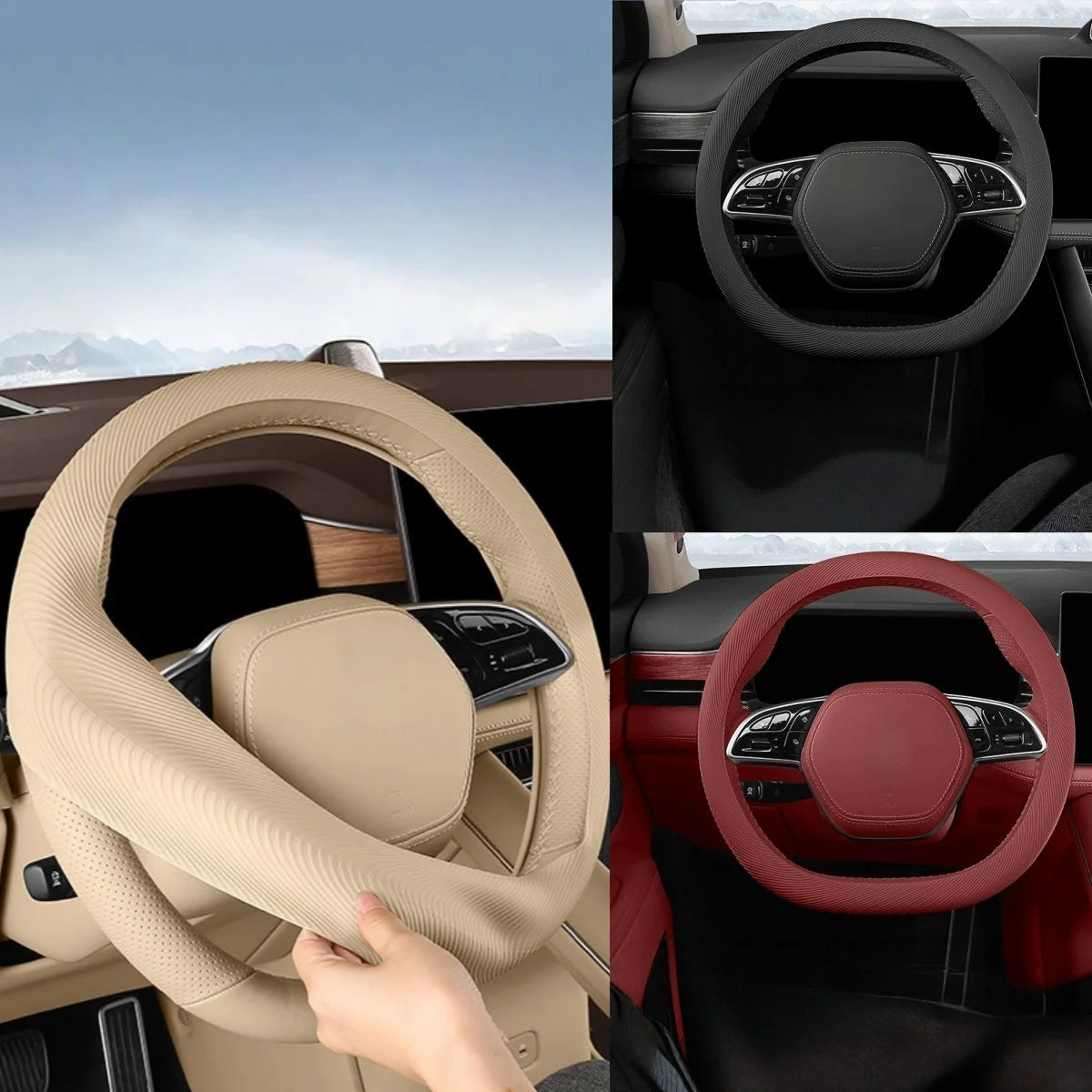 Non-Slip Silicone Steering Wheel Cover – 38cm Universal Fit Steering Wheel Cover Axl