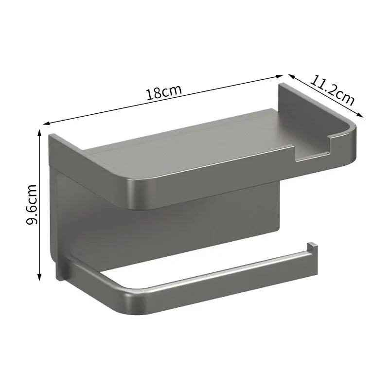 Wall-Mount Plastic Toilet Paper Holder & Storage Rack Bathroom Storage Rack Axl Grey