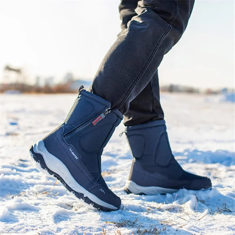 Men's Large Size Warm Plush Snow Boots – Winter High-Top Men's Snow Boots Axl
