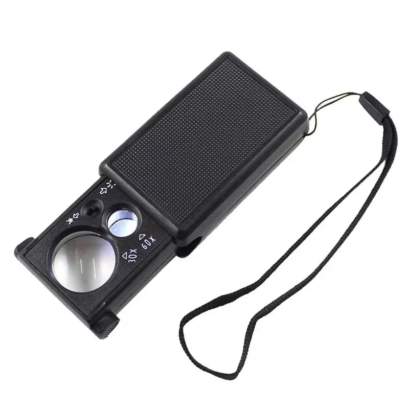 Jewelry Loupe 30X 60X Magnifier with LED & UV Light | Foldable Jewelry Loupe Magnifier Axl 30X 60X
