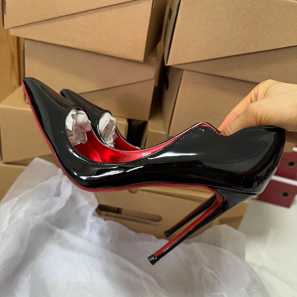 Women's 12cm Stiletto Pumps – Pointed Toe Patent Leather Heels Stiletto Pumps Axl black 43