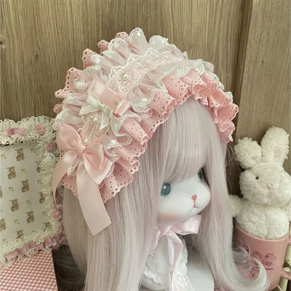 Gothic Lolita Wings Lace Headband – Ruffled Rivet Hairband Lace Hair Headband Axl Style 4
