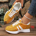 Women's Thick Sole Patchwork Sneakers – Waterproof Lace-Up Women's Sneakers Axl yellow 39