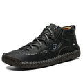 Men's British Lace-Up Ankle Boots – Waterproof PU Leather Men's Ankle Boots Axl Black 41