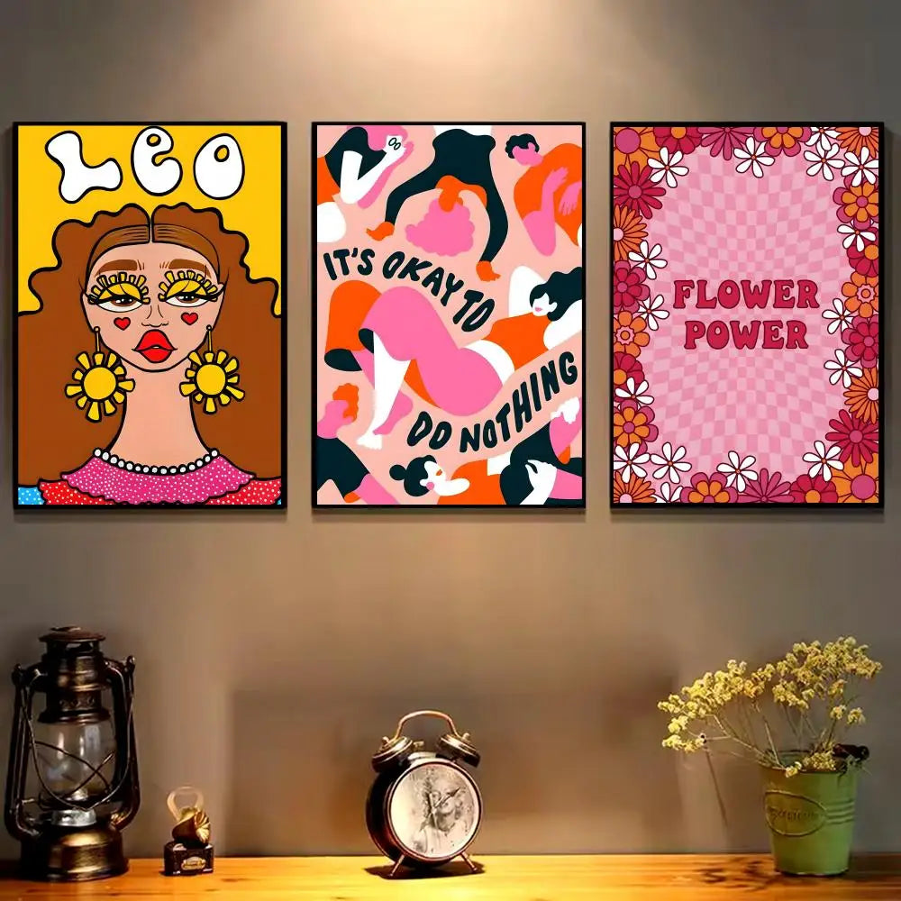 Boho Girl Power Vase Flower Canvas Wall Art – HD Print Poster Canvas Wall Art Axl