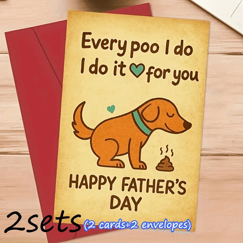 Father's Day Dog Lover Card with Envelope – Funny Pet Humor Greeting Card Axl 2 sets