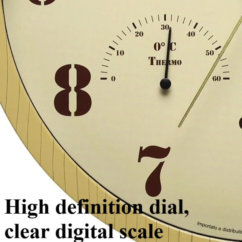 Nordic Quartz Wall Clock with Thermometer | Round Home Decor Quartz Wall Clock Axl