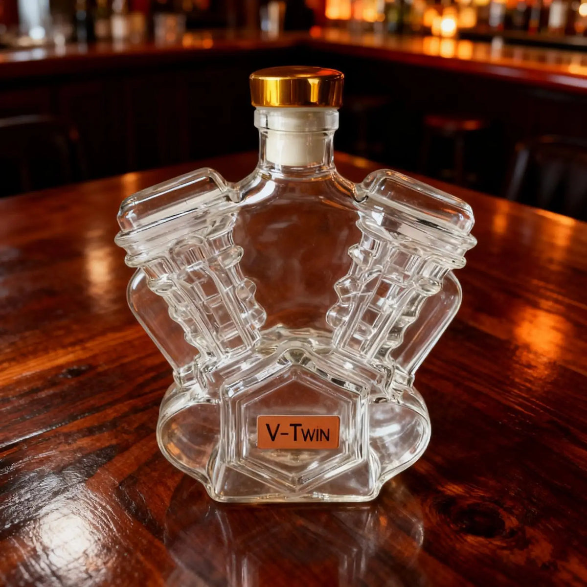 V-Twin Motorcycle Engine Whiskey Decanter | Crystal Glass Whiskey Decanter Axl