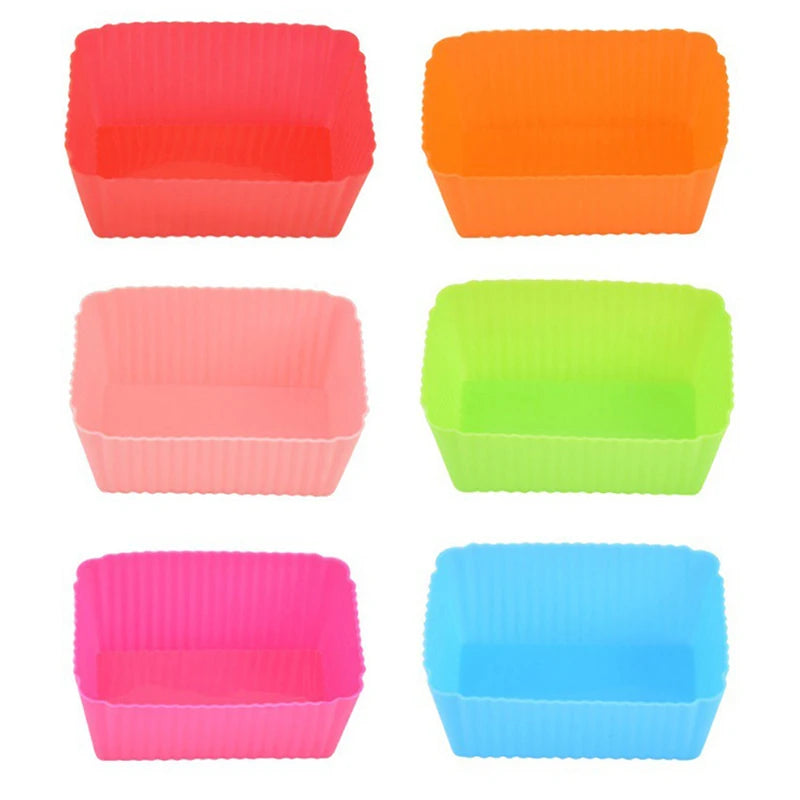 6-Pack Silicone Rectangle Cake Molds – Muffin & Cupcake Liners Silicone Baking Molds Axl