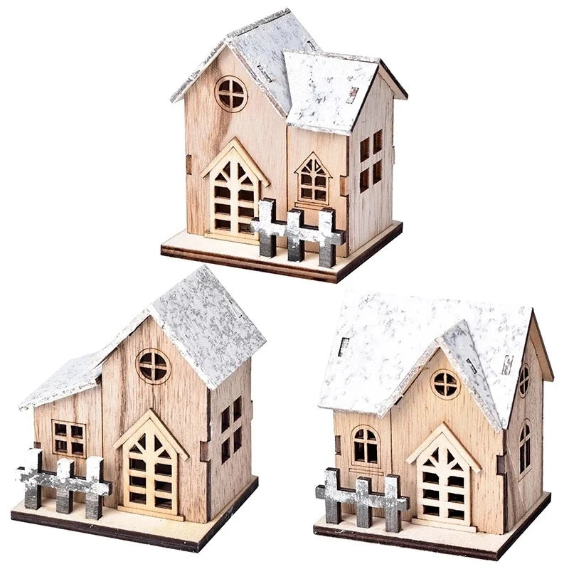 Christmas LED Wooden House Ornament – Festive Xmas Cabin Decor Christmas Ornament Axl