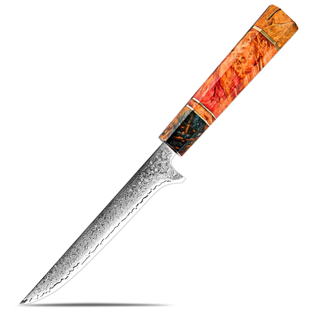 XITUO Damascus Steel Chef Knife Set – VG10 Core, Wood Handle Kitchen Knife Set Axl Boning Knife
