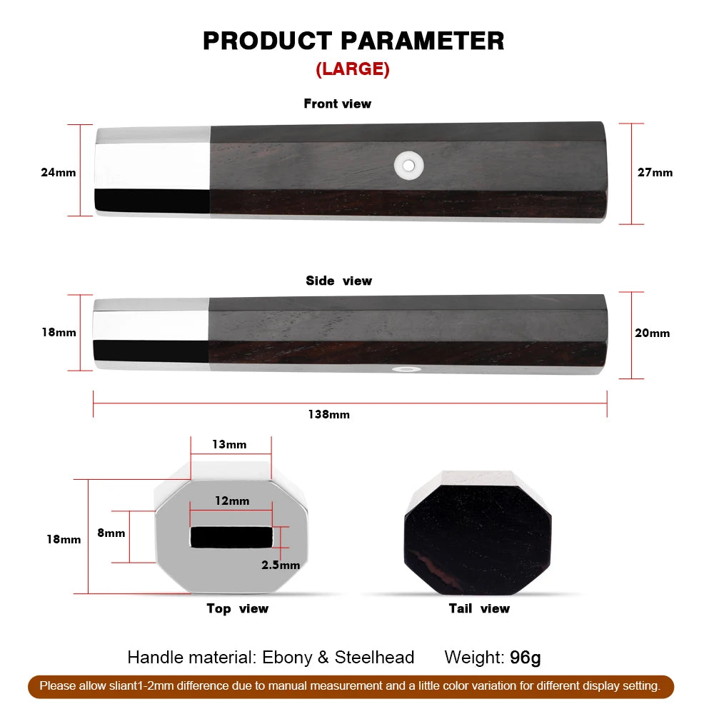 Japanese Octagonal Ebony Chef Knife Handle – DIY Replacement Knife Handle Axl Large Handle