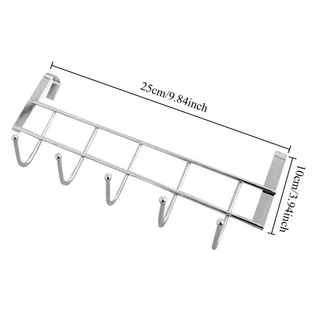 Over The Door 5-Hook Stainless Steel Organizer Rack Door Hook Organizer Axl