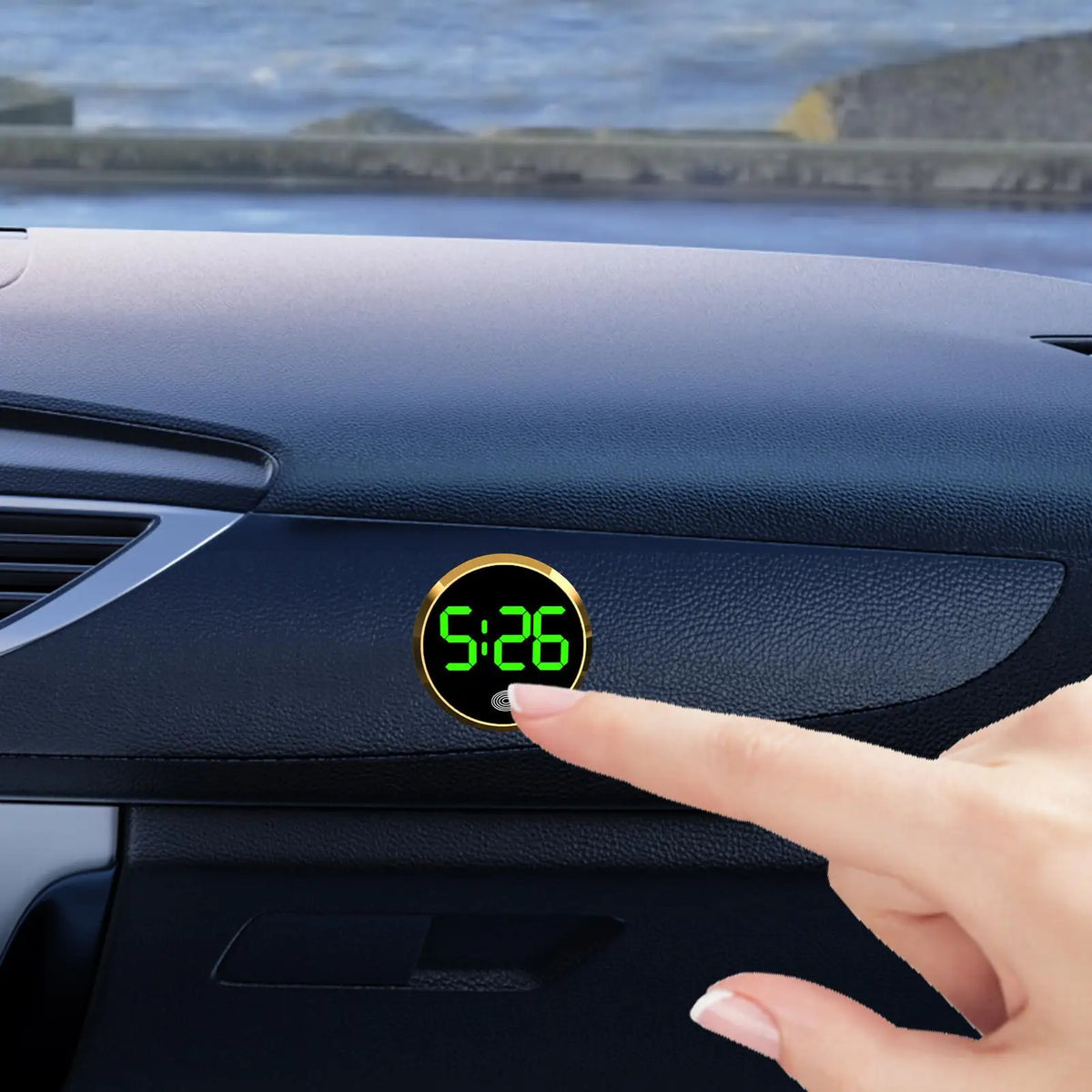 Mini Round LED Digital Car Dashboard Clock – Solar Powered Car Dashboard Clock Axl