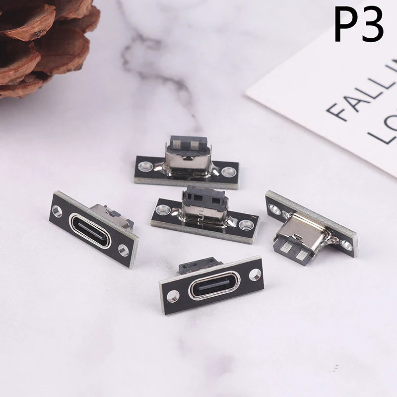 5-Pack USB 3.1 Type-C Female Socket Connector with Screw Plate USB-C Connector Socket Axl P3