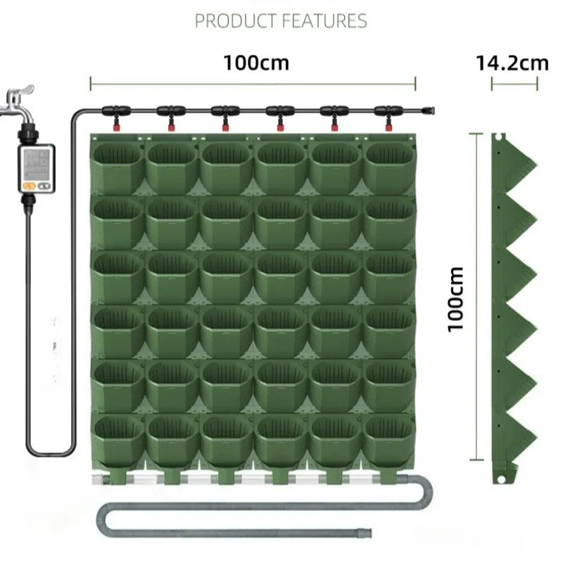 Modern Wall Planter Set with Irrigation System | Balcony Pots Wall Planter Set Axl