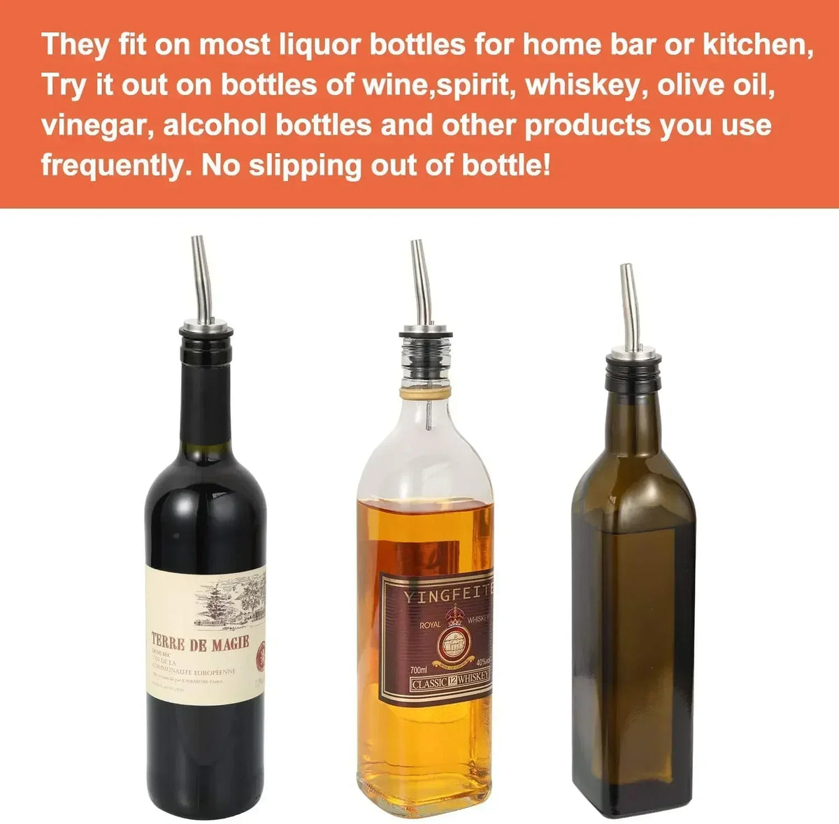 304 Stainless Steel Bottle Pourers – Bar & Wine Pour Spouts Bar Pour Spout Axl