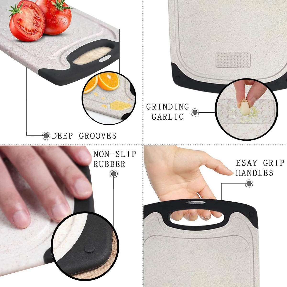 PLYS Non-Slip Cutting Board with Juice Groove | BPA-Free PP Kitchen Cutting Board Axl
