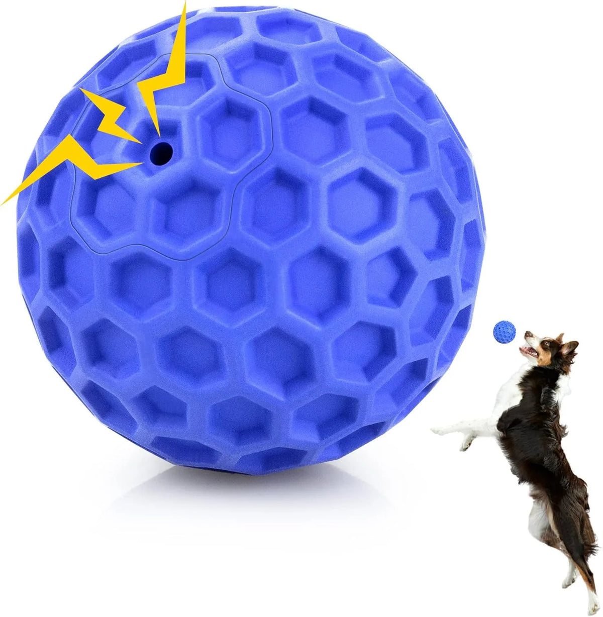 Interactive Squeaky Rubber Dog Ball Toy – Chew & Fetch Dog Chew Toy Axl Blue 2.1in