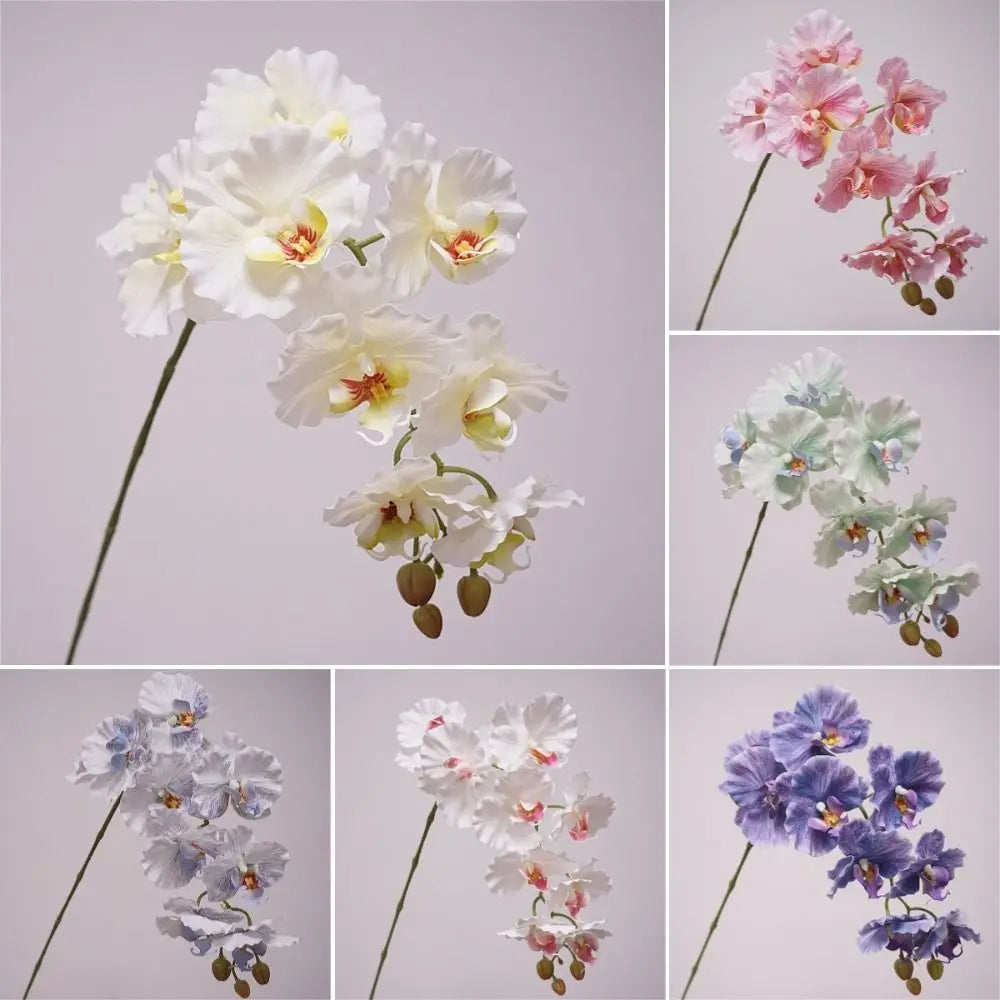 9-Head Artificial Phalaenopsis Orchid Silk Flower Stem 98cm Artificial Silk Flower Axl