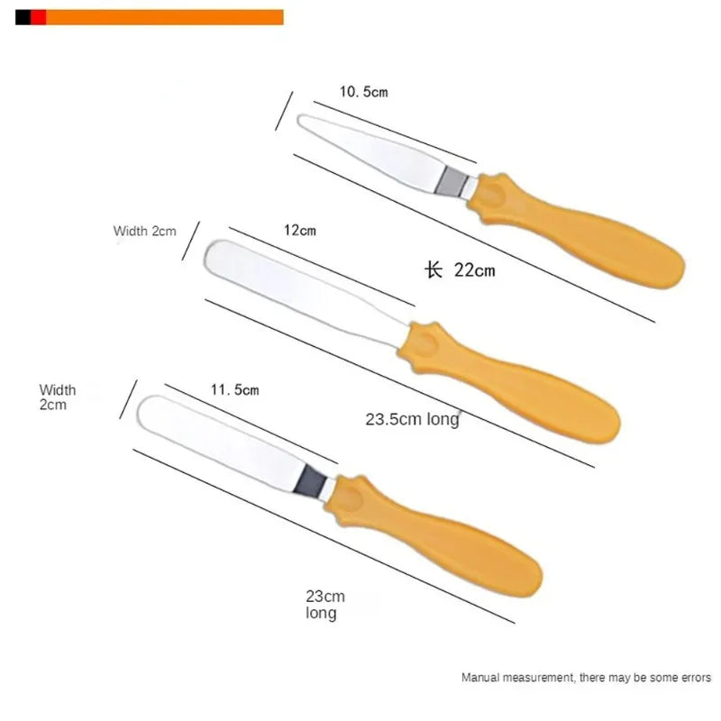 3-Piece Stainless Steel Cake Scraper & Spatula Trowel Set Cake Decorating Tools Axl