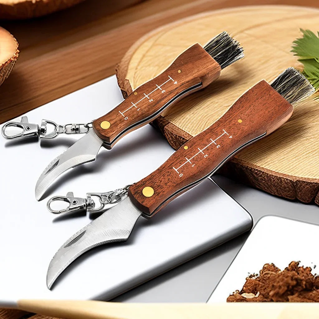 Mini Mushroom Knife – Stainless Steel Pocket Knife Wood Handle Pocket Knife Axl