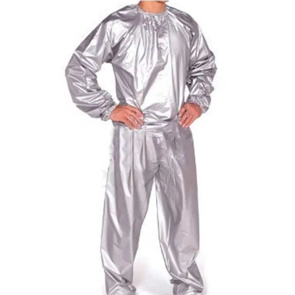 PVC Sauna Suit Set – Men & Women Sweat Fitness Suit Sauna Sweat Suit Axl Silver XL