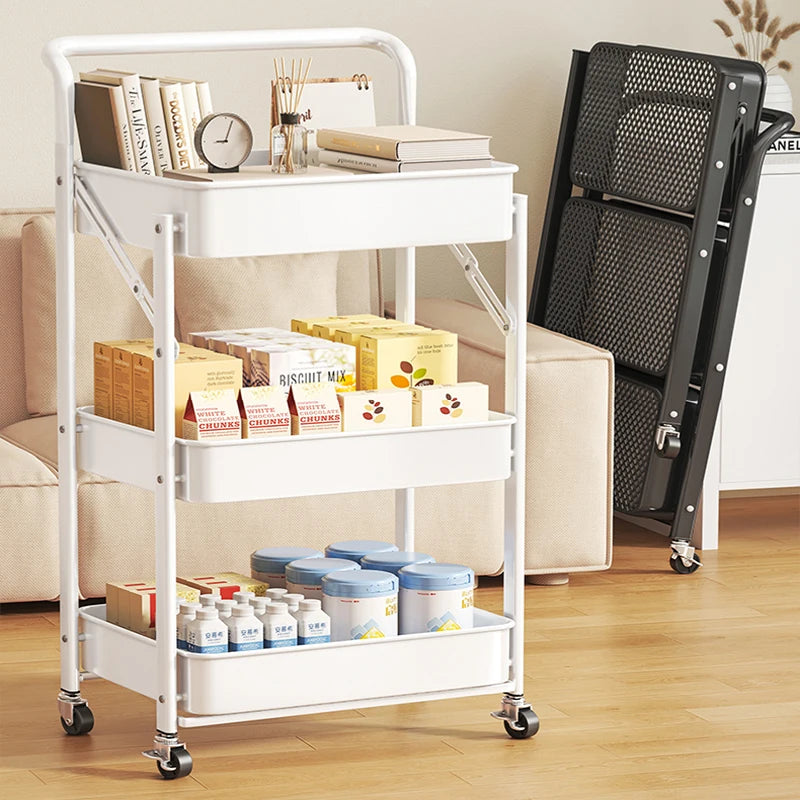 4-Tier Foldable Rolling Storage Rack – Multi-Room Organizer Foldable Storage Rack Axl
