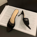 Women's Lace High Heel Mules – Open Toe Slip-On Party Slides High Heel Mules Axl black 36