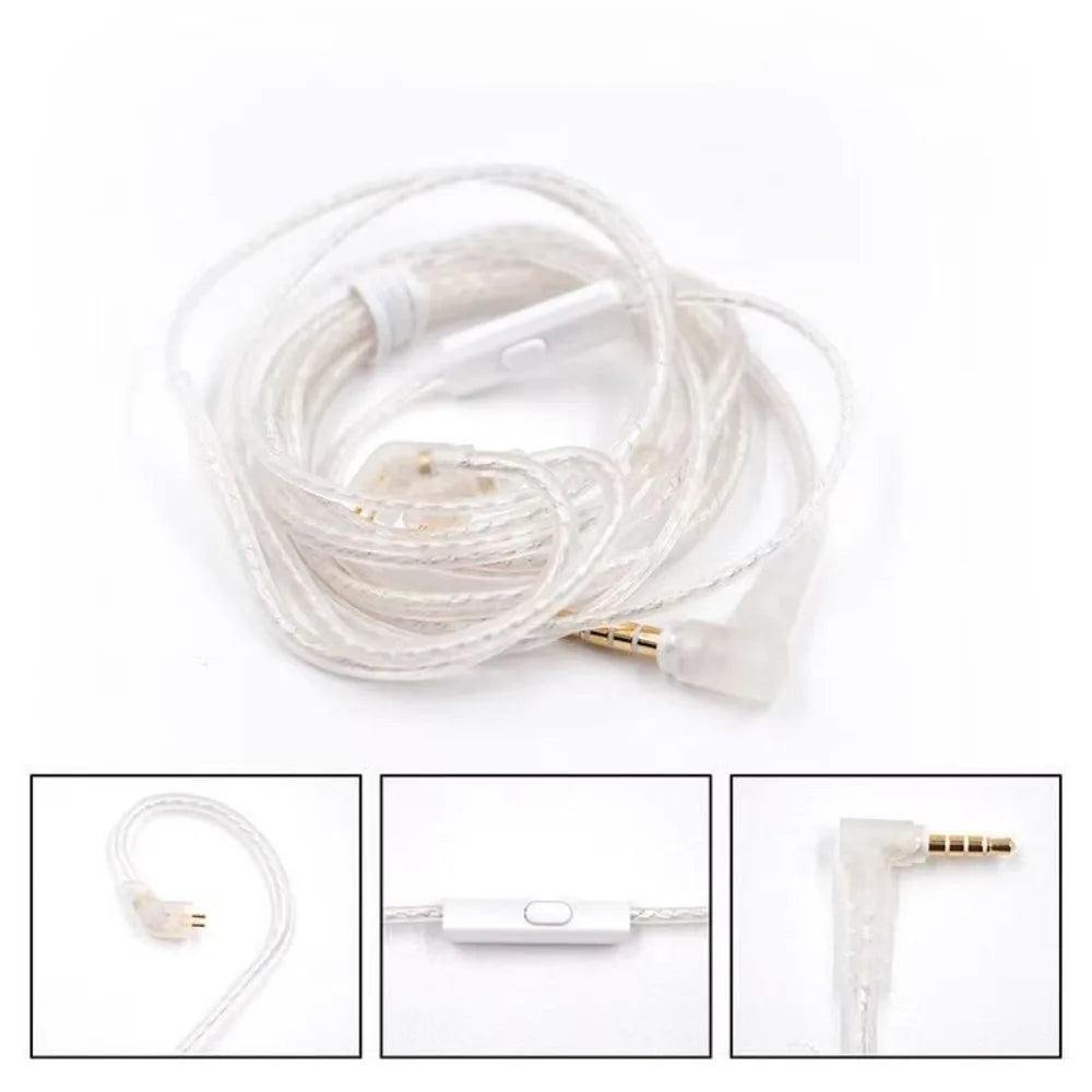 KZ Silver Plated Earphone Upgrade Cable 3.5mm 2-Pin with Mic Earphone Upgrade Cable Axl B PIN With MIC