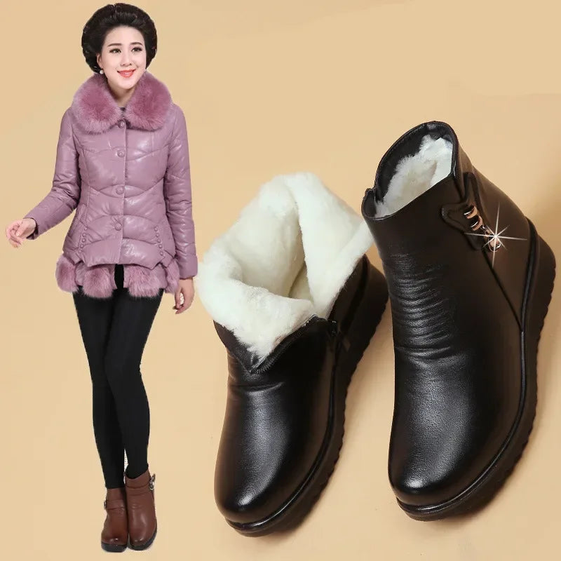 Women's Winter Plush Ankle Boots – Warm Zip Booties Winter Ankle Boots Axl
