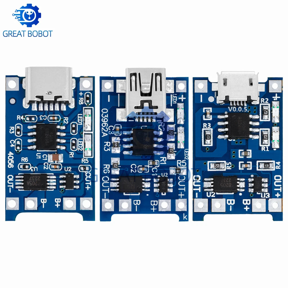TP4056 5V 1A Micro USB & Type-C Li-Ion Battery Charger Module Battery Charger Module Axl