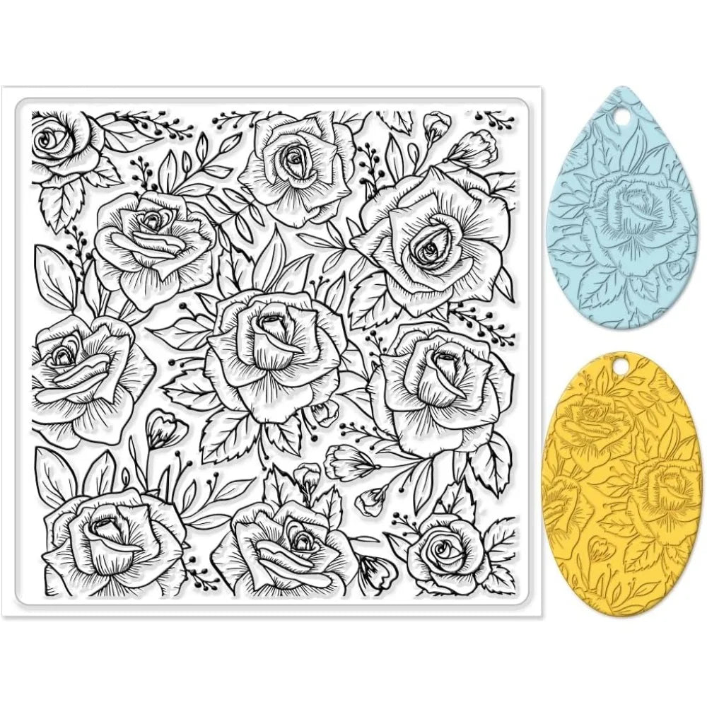 Rose Silicone Texture Sheet for Polymer Clay Earrings & Jewelry Clay Texture Stamp Axl