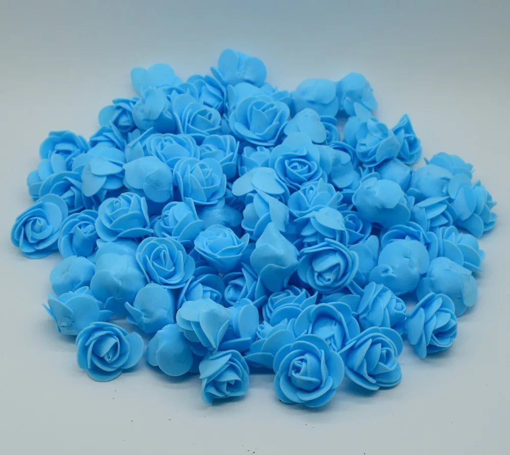 PE Foam Artificial Rose Flower Heads | Wedding & Party Decor Artificial Flower Heads Axl blue 50pcs