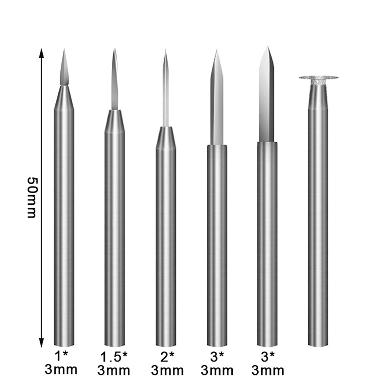 6-Piece Wood Carving Drill Bits Set | Rotary Engraving Tool Kit Wood Carving Drill Bits Axl one size