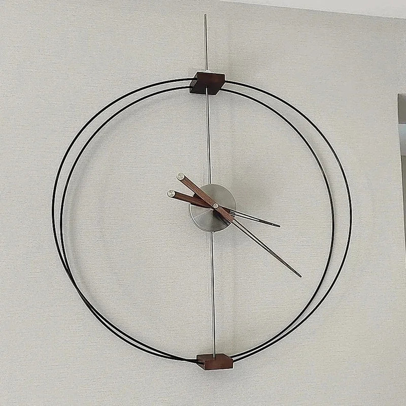 Large 80cm Silent Minimalist Wall Clock – Wood & Metal Hands Wall Clock Axl