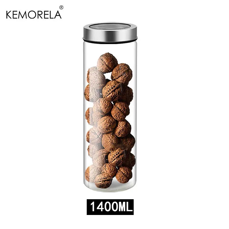 KEMORELA Glass Airtight Storage Jar – Coffee, Cereal & Snacks Glass Storage Jar Axl 1400ML