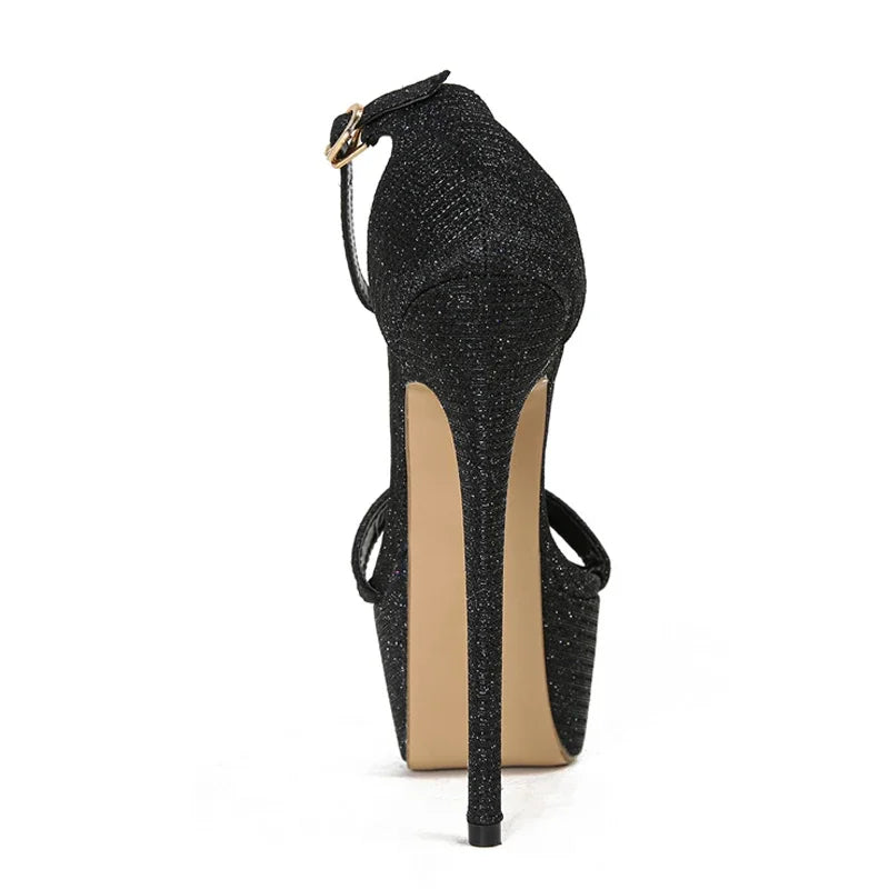 Women's Sequined Platform High Heel Sandals – Size 34–46 Platform Heeled Sandals Axl