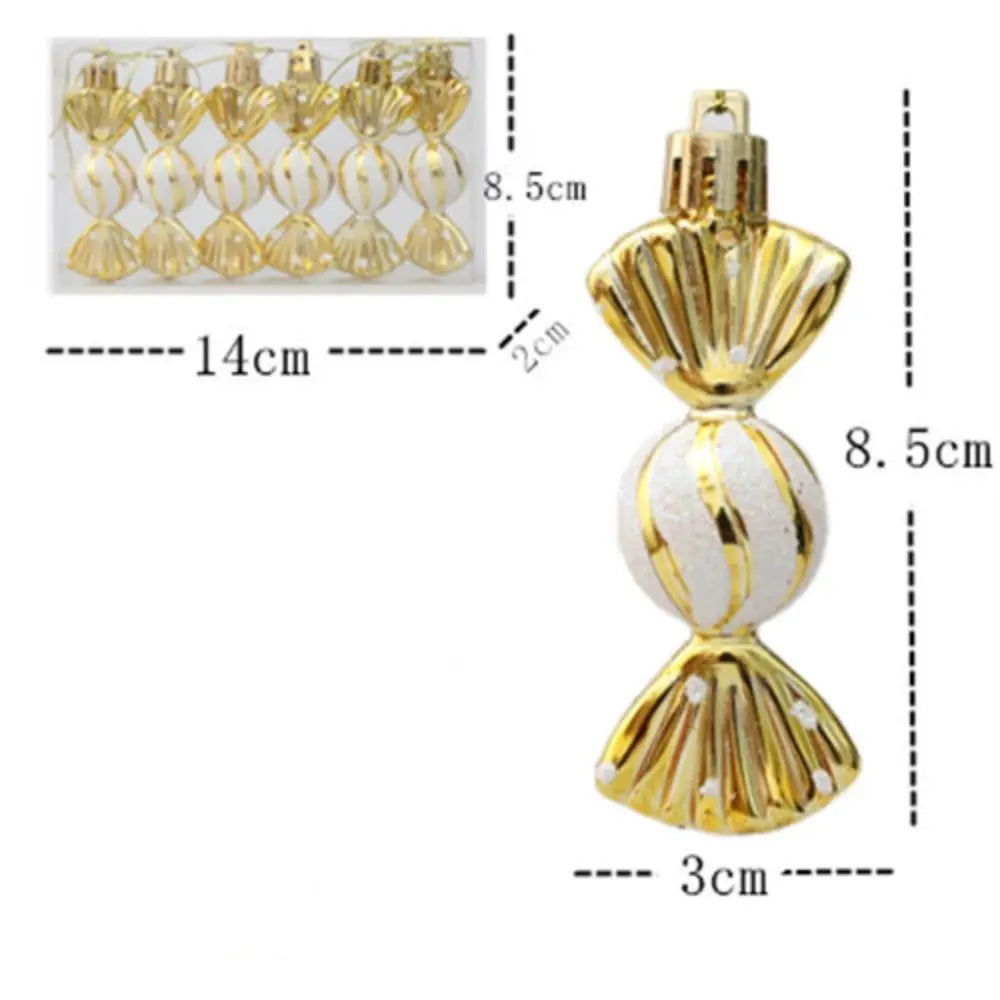 6-Pack Christmas Candy Baubles – Electroplated Tree Ornaments Christmas Ornaments Axl gold