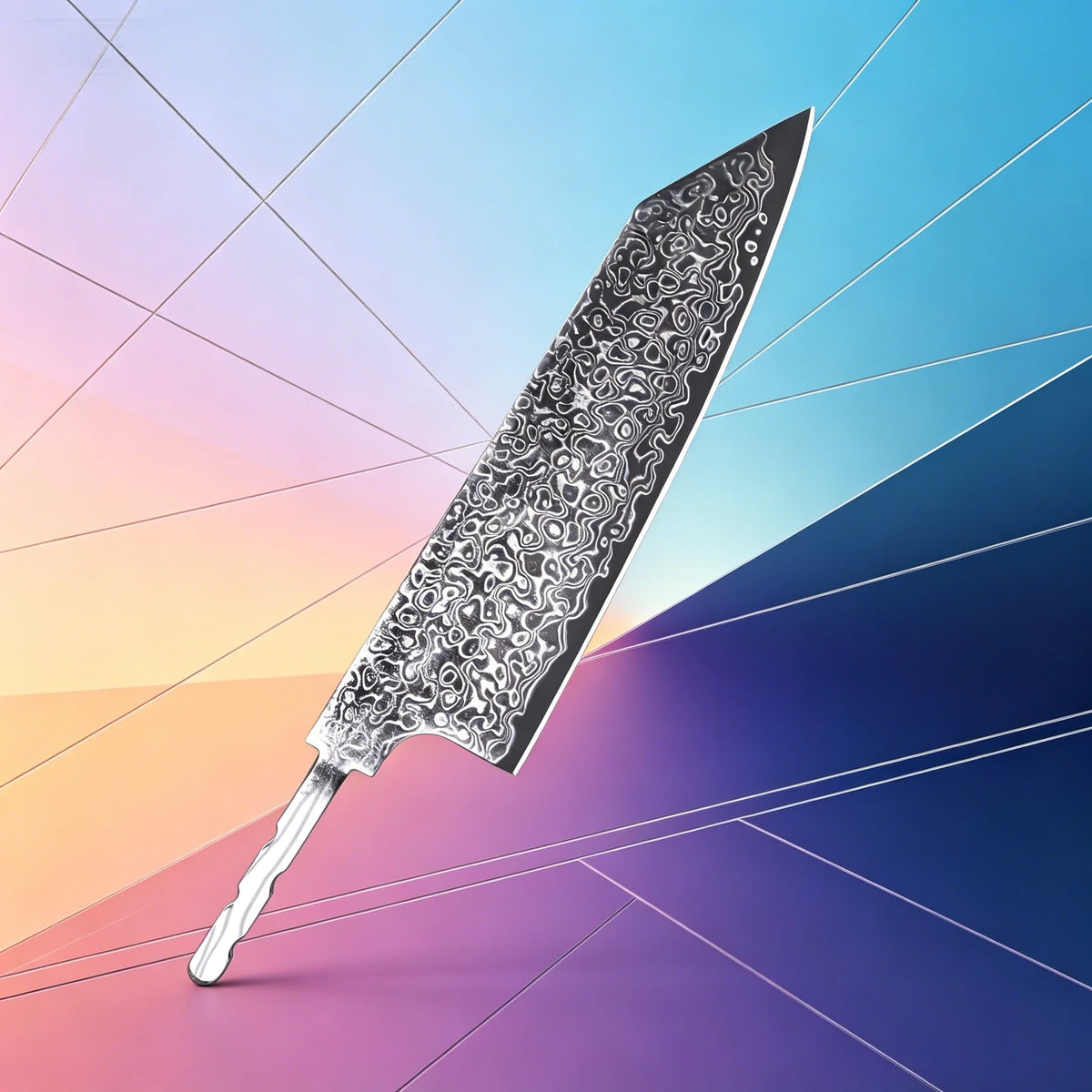 Damascus Steel Cleaver Blade Blank – Hand Forged DIY Knife Knife Blade Blank Axl